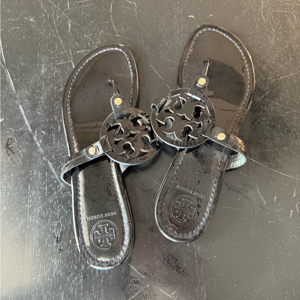 Tory Burch Glossy Black Sandals